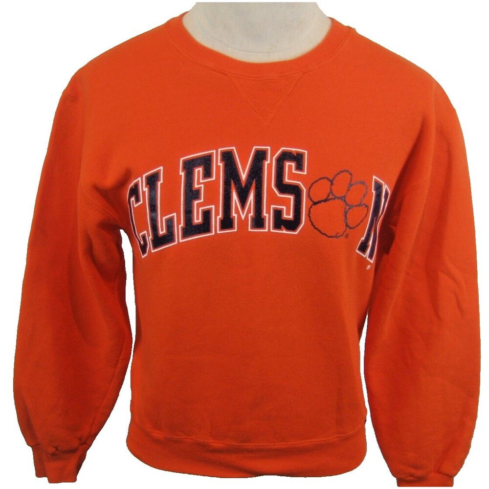 Mens NWOT Russell Orange Cotton Jersey Sweatshirt w Clemson Univ Logo sz Sm